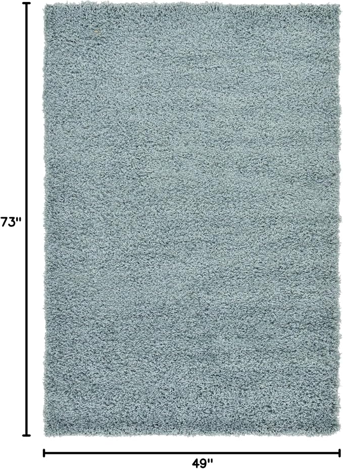 Unique Loom Solid Shag Collection Area Rug (4' 1" x 6' 1" Rectangle, Light Slate Blue)