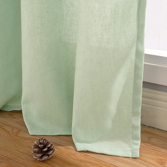 YoungsTex 80 Inch Length Sage Linen Curtains for Living Room, Light Filtering Drapes with Grommet for Dining Bedroom Privacy, 2 Panels, 52 X 80 Inch