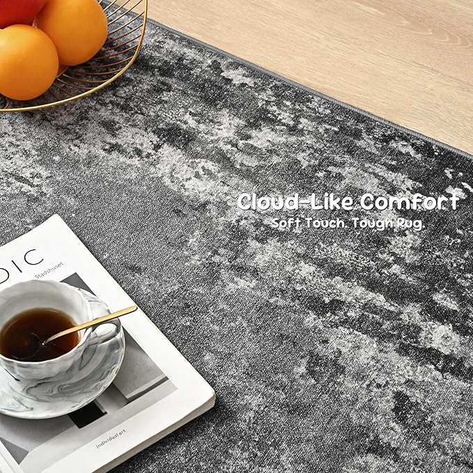 Entrance Rugs Indoor 2x4 Black Entry Rug Washable Abstract Black Small Area Rug Non-Slip Low Pile Throw Rugs for Entryway, Kitchen Floor, Front Door Indoor Door Mat, Bathroom, Bedroom Bedside