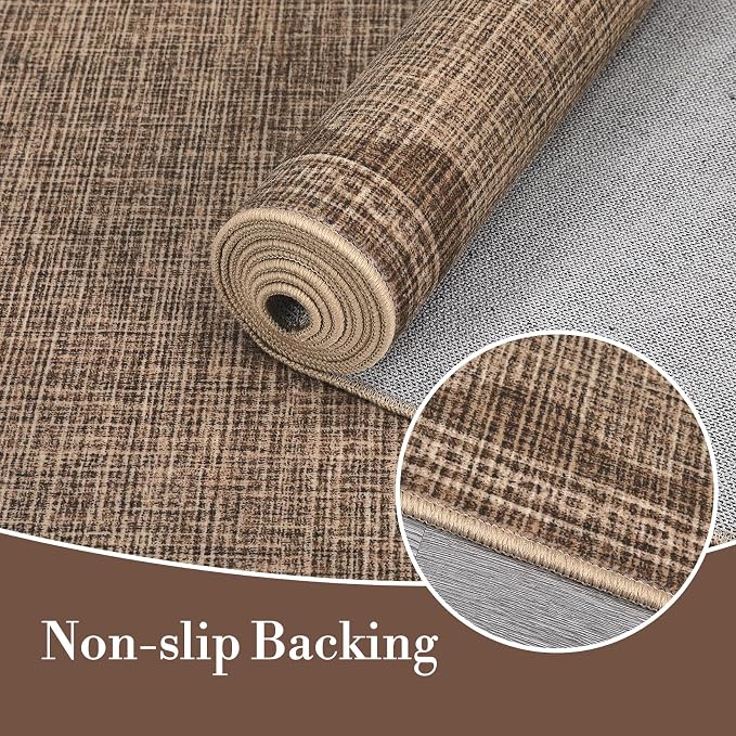 2.5x8 Scalloped Runners Coffee Washable Hallways Bedroom Rug | Solid Non Slip Scalloped Bath Runner, Rugs for Bedroom Girls, Rugs for Kitchen Floor Soft Dorm Nursery Carpet for Bedside