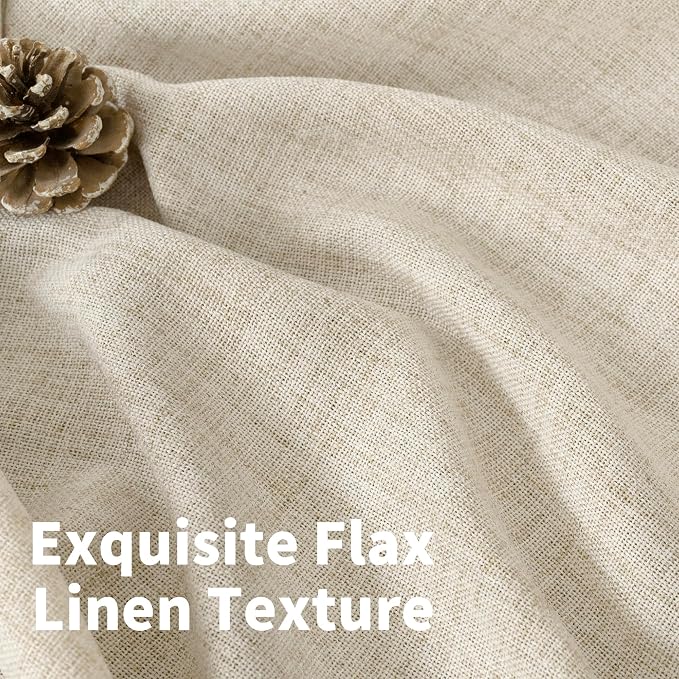 YoungsTex Linen Curtains 63 Inch Length for Living Room - Semi Sheer Window Drapes Light Filtering with Bronze Grommet Textured Rustic for Bedroom Dining Farmhouse, 2 Panels, 42 x 63 Inch