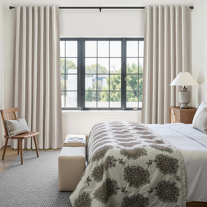 QJmydeco Short Length Blackout Curtains for Bedroom 63 Inch Length Pretty Custom Drapes Thermal Kitchen Traverse Curtains with Hooks for Track/Back Tab Basement Window Natural Cream(50W x 63L 2Panels)