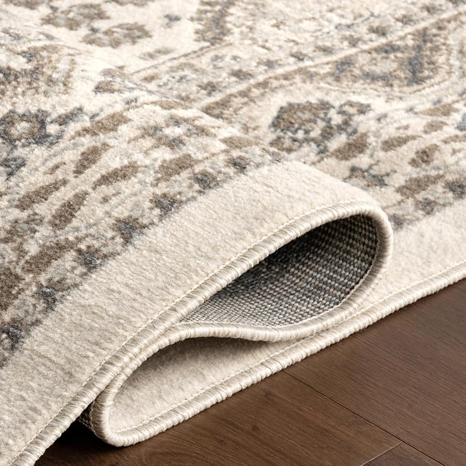 nuLOOM 6 Square Becca Traditional Tiled Area Rug, Beige, Faded Transitional Design, Stain Resistant, For Bedroom, Dining Room, Living Room, Hallway, Office, Kitchen, Entryway