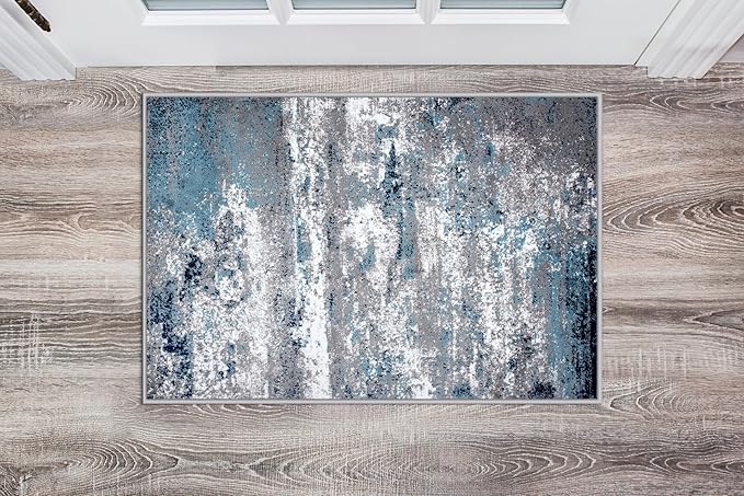 Rugshop Watercolor Distressed Modern Bohemian Accent Area Rug Blue 2' x 3'