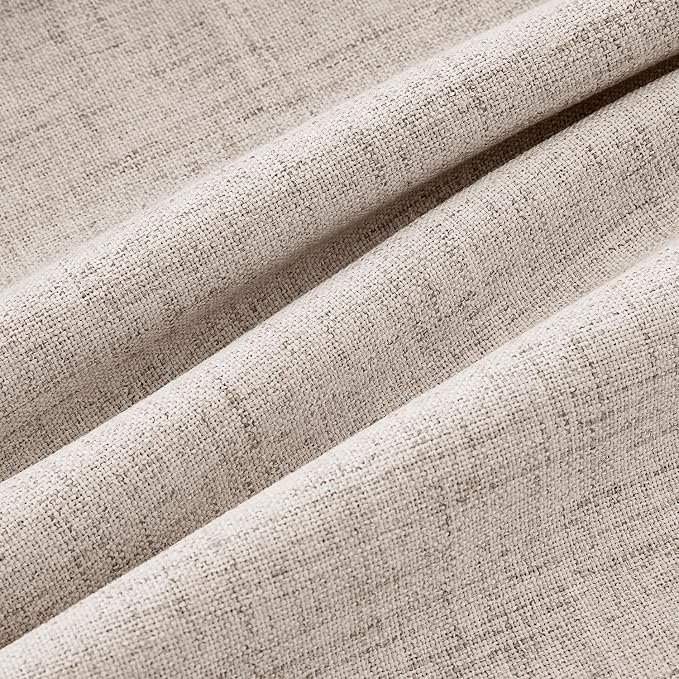 MIULEE 100% Blackout Linen Curtains for Bedroom 42 x 63 Inch Khaki 2 Panels | Thermal Insulated, Room Darkening Drapes for Living Room, Back Tab Rod Pocket Pinch Pleated, Solid Luxury Decor