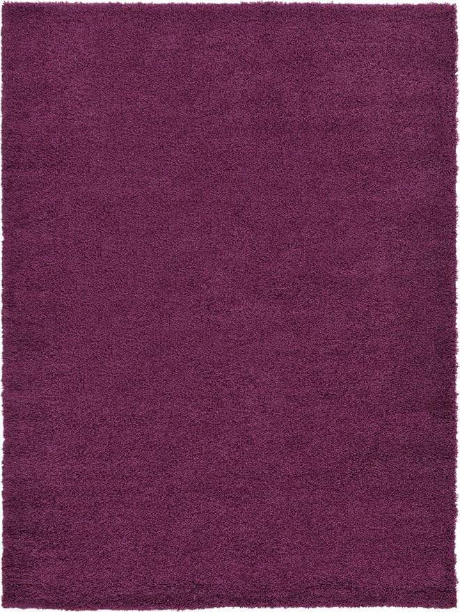 Unique Loom Solid Shag Collection Area Rug (8'x 11' Rectangle, Eggplant Purple)