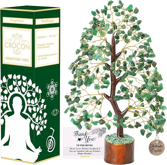 Crocon® Green Aventurine Crystal Tree, Birthday Gifts for Women & Men, Home Decor Healing Crystals Present, Spiritual Gift Room Decor, House Warming Gift Home, Self Care Mom Birthday Gift for Women