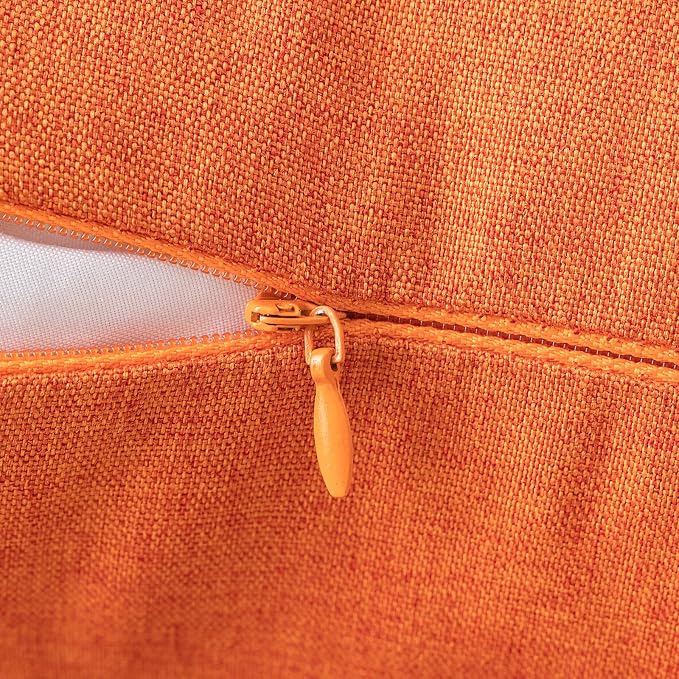 MIULEE Pack of 2 Decorative Outdoor Solid Waterproof Throw Pillow Covers Euro Sham Faux Linen Garden Farmhouse Cushion Cases for Summer Patio Tent Balcony Couch Sofa 26x26 Inch Bright Orange