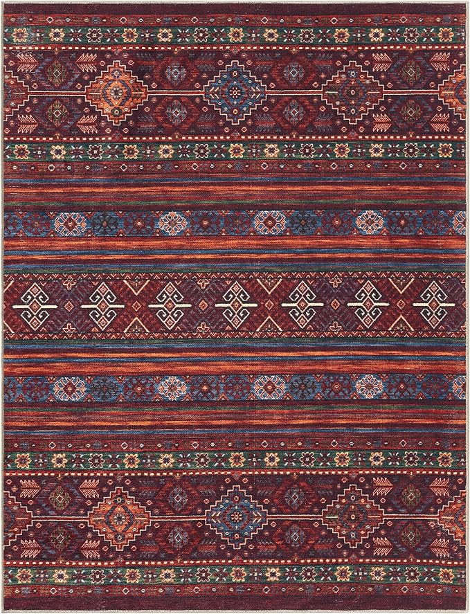 Keen Home Design 5x7 Rug - Machine Washable Area Rug with Non-Slip Backing, Ideal for Living Room, Dining Room, Bedroom - Vintage, Easy Clean, Durable, Low Pile Rug - (5' x 7')