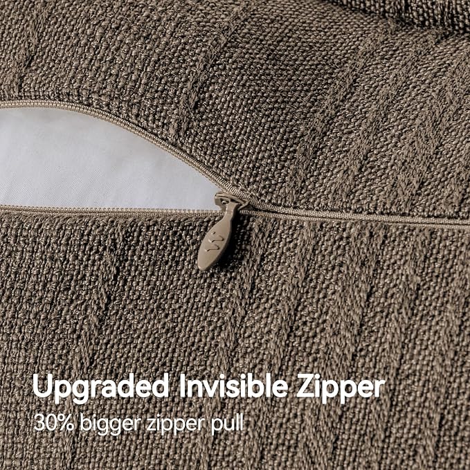 a moment Linen Pillow Covers Set of 2,Boho Farmhouse Throw Pillowcases Neutral Textured Decorative Covers for Couch Sofa,Soft Linen Blend Accent Case Cushion Home Decor 26"x26"Coco Brown