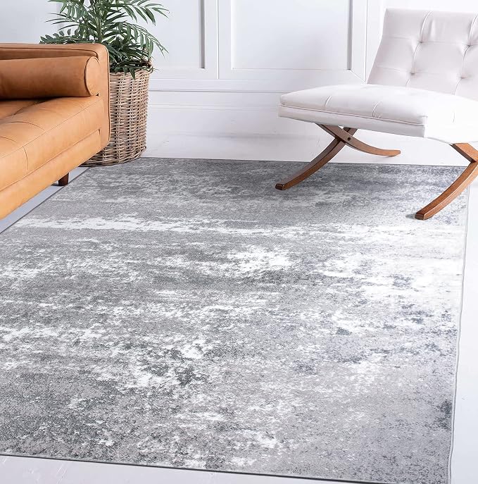 Rugshop Watercolor Distressed Modern Bohemian Area Rug Gray 5' x 7'