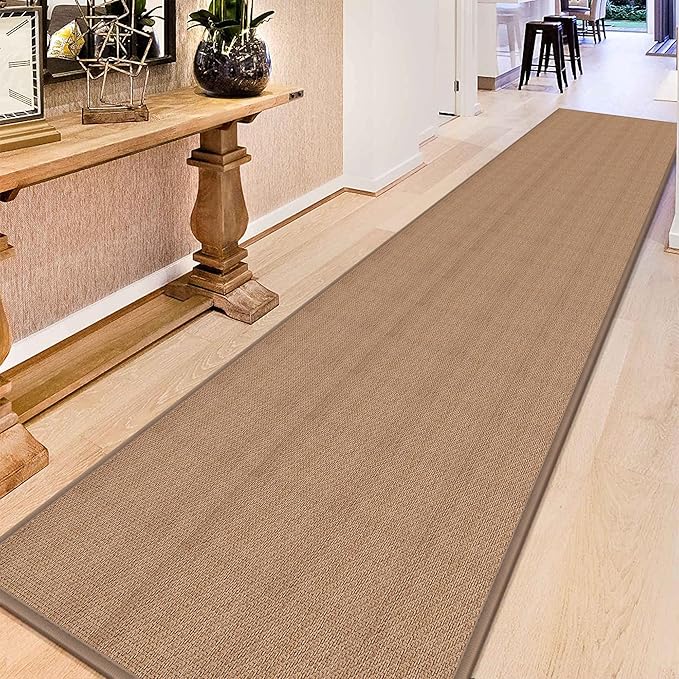 16ft Hallway Runner Rug Mat Non Slip, Rubber Backed Absorbent Floor Rug Carpets, Runner for Entryway Porch Backyard Dining Room, Camel