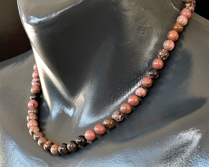 Natural Gemstone Beaded Choker Necklace | 8mm Handmade Adjustable Jewelry for Men & Women | Chakra Balancing Crystal Necklace | Spiritual Gift | Macrame Cord with Extender
