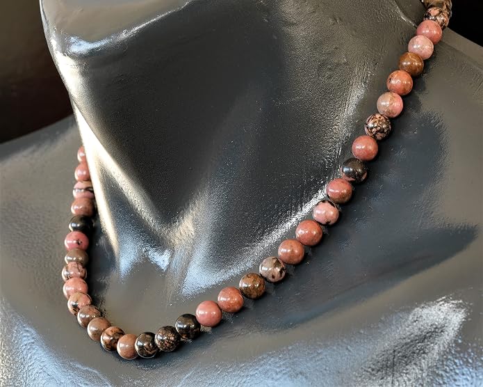 Natural Gemstone Beaded Choker Necklace | 8mm Handmade Adjustable Jewelry for Men & Women | Chakra Balancing Crystal Necklace | Spiritual Gift | Macrame Cord with Extender