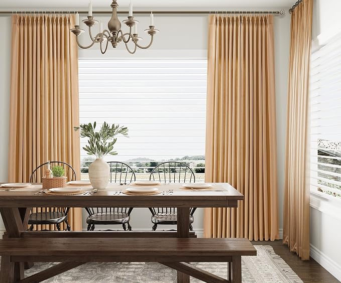 Aersas Camel Pinch Pleated Linen Curtains 96 Inches Length for Living Room Light Filtering Privacy Protection Window Drapes with Hooks for Sun Room Bedroom Semi Sheer Farmhouse Home Decor 40x96 Inch