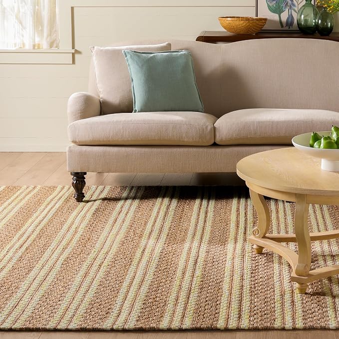 Martha Stewart X SAFAVIEH Collection Area Rug - 8' x 10', Natural & Yellow, Handmade Wool & Jute, Ideal for Living Room, Bedroom, Dining Space (MSR9528D)