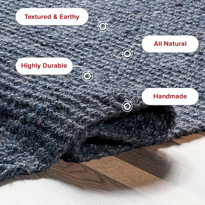 nuLOOM Daniela Farmhouse Chunky Jute Area Rug, 6x9, Navy Blue