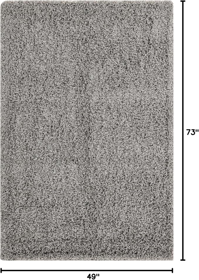Unique Loom Solid Shag Collection Area Rug (4' 1" x 6' 1" Rectangle, Cloud Gray)