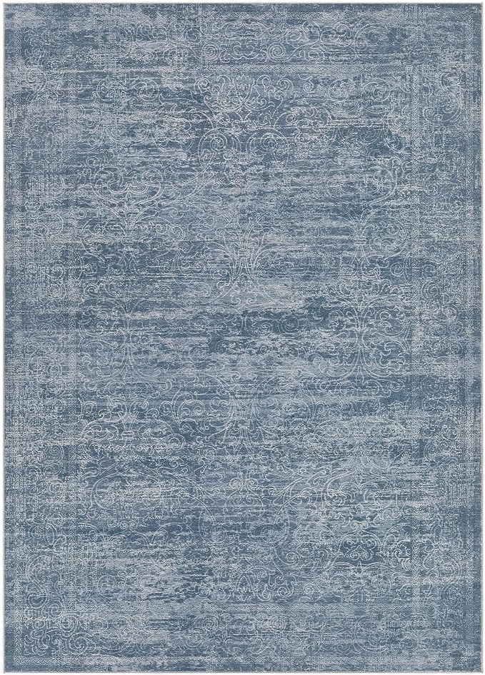 DMOYEST Area Rug Living Room Rugs - 10x14 Abstract Large Soft Indoor Washable Rug Neutral Modern Low Pile Carpet for Bedroom Dining Room Farmhouse Home Office - Dark Blue