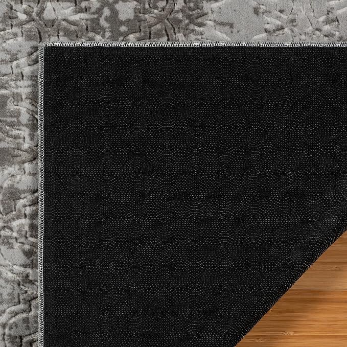 Gertmenian Indoor Transitional Area Rug - 6x9 Medium, Non-Shedding, Ideal for High Traffic in Living Room, Bedroom, Entryway - Geometric, Silver, 26854