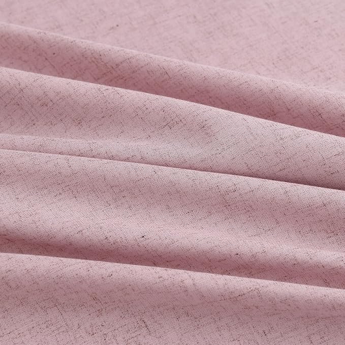Aersas Pink Pinch Pleated Linen Curtains 112 Inches 2 Panels Set Back Tab Rod Pocket Semi Sheer Modern Farmhouse Drapes Light Filtering Flax Texture Window Treatments for Bedroom Living Room, 40x112