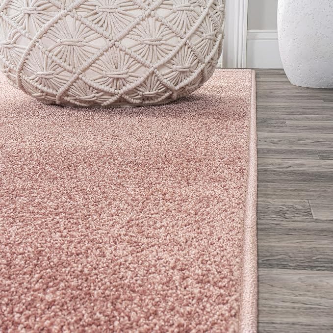 JONATHAN Y Haze Solid Low-Pile Pink 6' Round Indoor Area Rug, Coastal,Bohemian,Minimalist,Classic, Easy-Cleaning for Living Room,Bedroom,Kitchen,Pet Friendly,Non-Shedding (SEU100P-6R)
