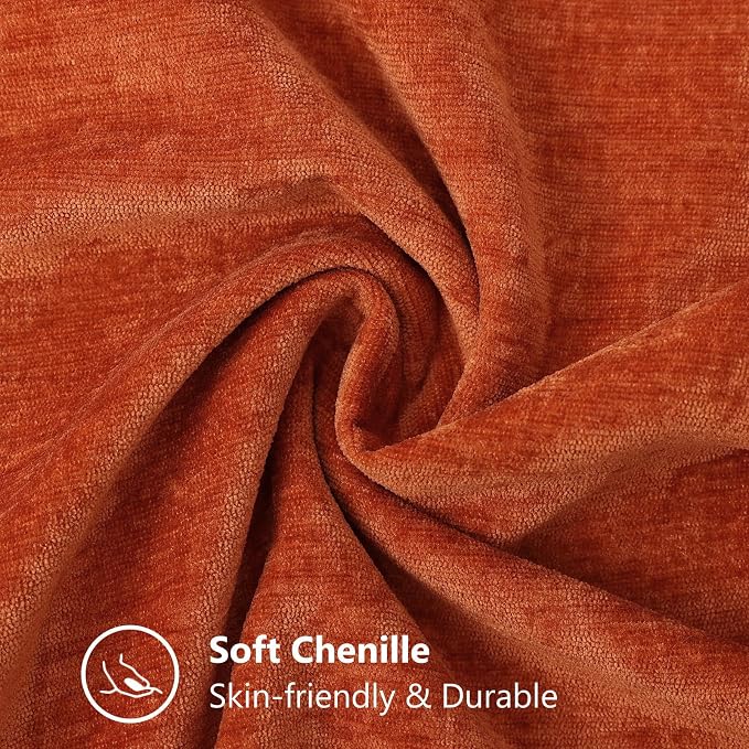decorUhome Soft Chenille Throw Pillow Covers 24x24 Set of 2 Rust | Fall Textured Decorative Throw Pillow Cases Stitched Edge Modern Farmhouse Luxury Boho Velvet for Couch Sofa Bed Home Decor