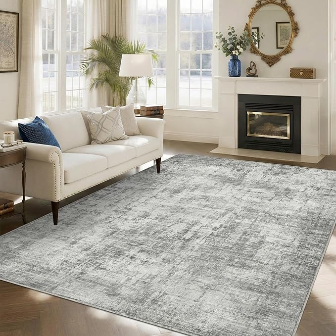 5x7 Area Rugs Washable Living Room Rug-No Slip Soft Carpets Modern Abstract Indoor Floor Stain Resistant Carpet for Bedroom Dining Room Farmhouse Nursery Home Office Grey