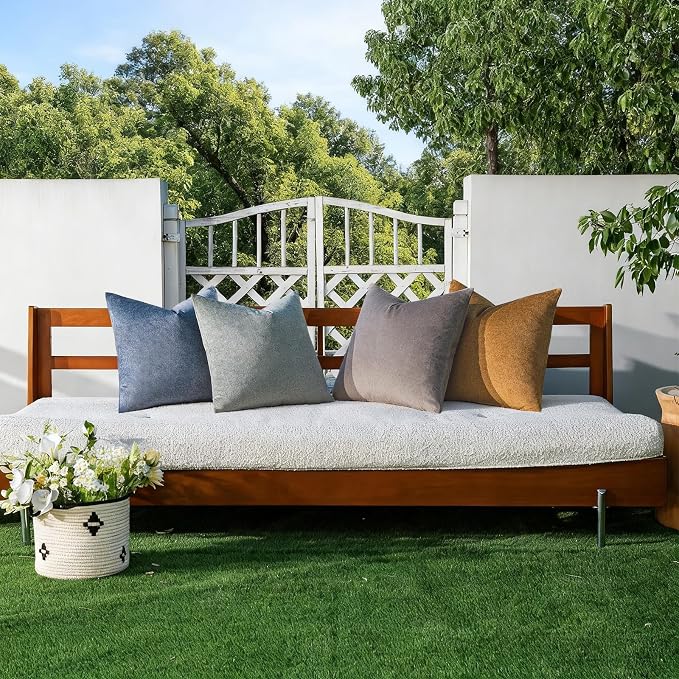 a moment Waterproof Throw Pillow Covers Set of 4,20x20 Inch Outdoor Stain Resistant Pet Friendly Pillowcases Cushion Covers for Patio Sofa and Living Room,Desert Grove