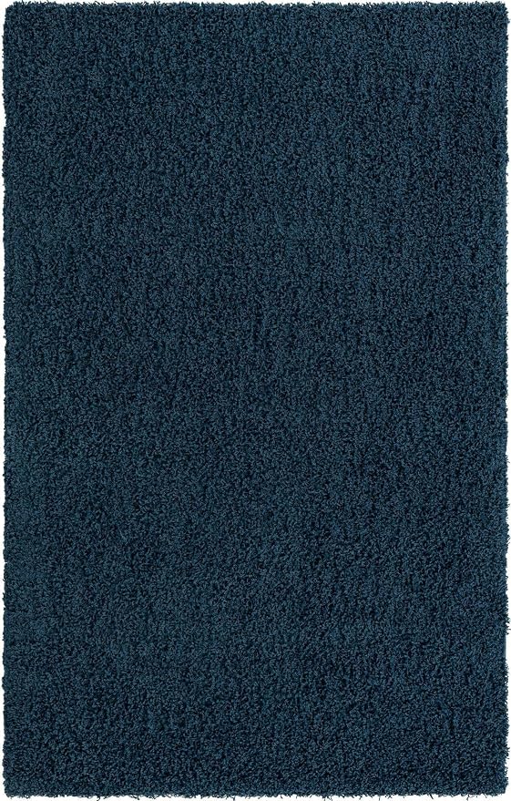 Unique Loom Solid Shag Collection Area Rug (5' 1" x 8' Rectangle, Sapphire Blue/ Navy Blue)