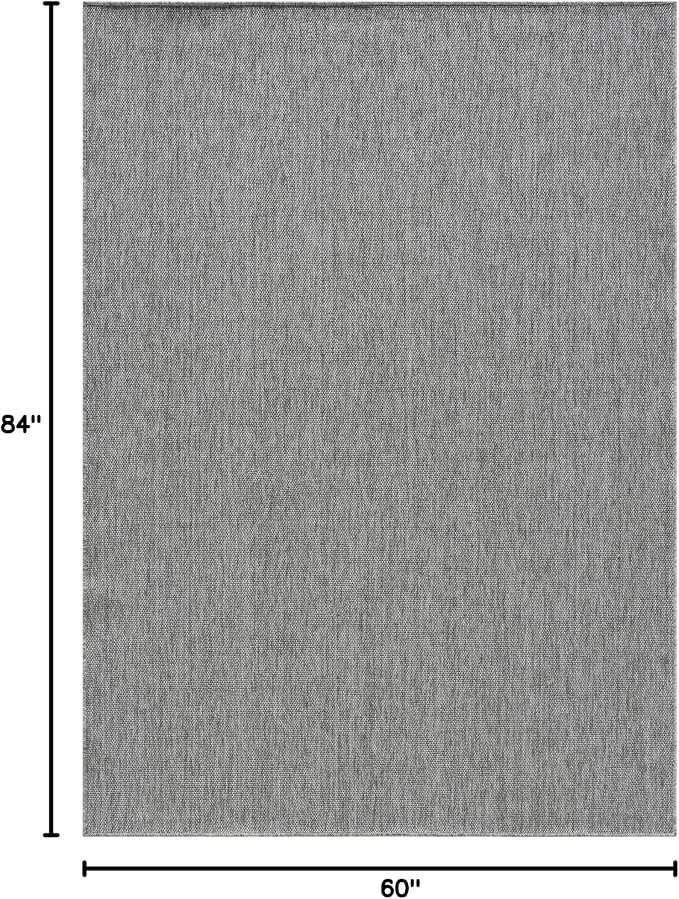 Angela Easy Jute Indoor Outdoor Rug, 5x7 Natural Solid Jute Look, Polyester, Durable & Easy Care Outdoor Farmhouse Carpet for Patio, Porch, Living Room (5' x 7', Gray)
