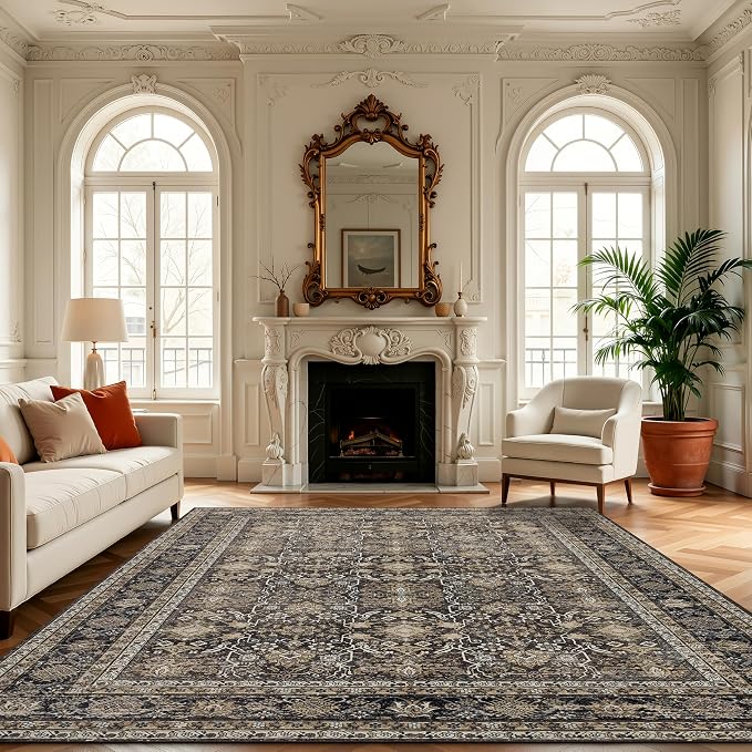 Ruaruarug Area Rug 8'×10', Non Slip Machine Washable Ultra Soft Stain & Fade Resistant, Pet & Kids Friendly, for Living Room/Bedroom/Kitchen/Classroom, Copper