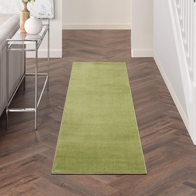 Nourison Home Nourison Essentials Green 2' x 6' Area Rug - Easy Clean, Non Shedding, Bed Room, Living Room, Dining Room, Kitchen (6' Runner)