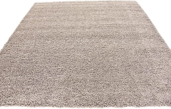 Unique Loom Solid Shag Collection Area Rug (8' Square, Cloud Gray)