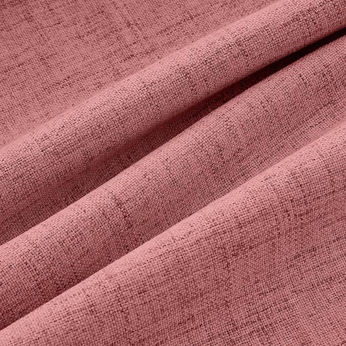 MIULEE 100% Blackout Linen Curtains 42 x 63 Inch Dusty Rose Pink 2 Panels | Thermal Insulated, Room Darkening Drapes for Bedroom Living Room, Back Tab Rod Pocket Pinch Pleated, Solid Luxury Decor