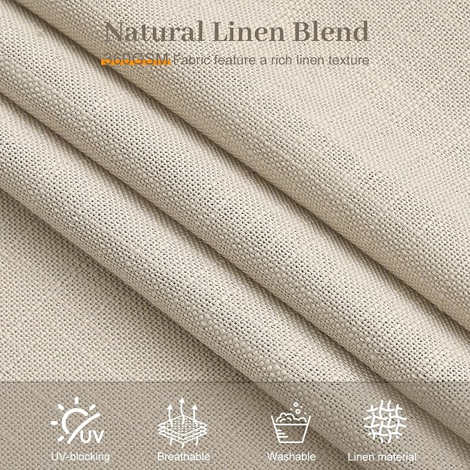 Extra Wide Pinch Pleated Curtains 90 Inches Long for Sliding Glass Door 60 Inch Wide Linen Curtain Memory Trained Pleated Drapes Hooks Rings 60x90 Curtain for Large Window, Burlywood Birch, 1 Panel