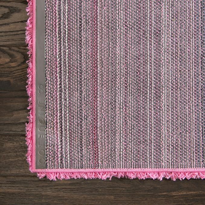 Unique Loom Solid Shag Collection Area Rug (7' 1" x 10' Rectangle, Taffy Pink)