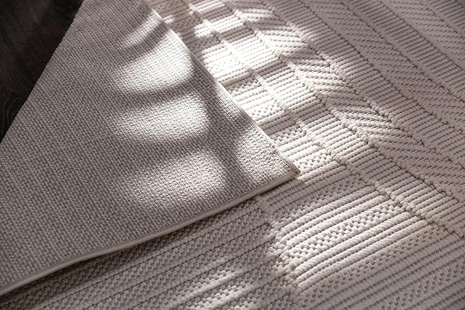 CAMILSON Micro Loop Rug 10x14 Modern Luxury Geometric Arch Large Area Rugs Soft High and Low Pile Stain Resistant Easy-Cleaning Non-Shedding for Living Room Indoor Carpet (10 x 14 / White)
