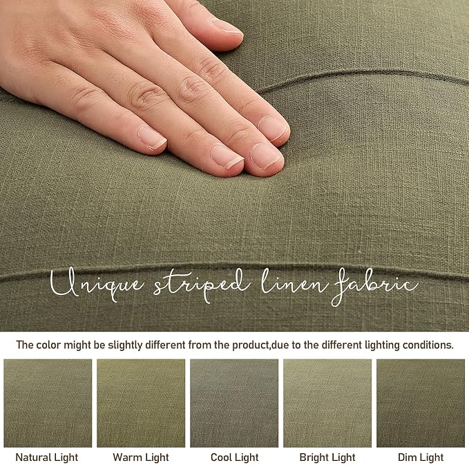 ZWJD Christmas Linen Throw Pillow Covers 26x26 Set of 2 Solid Handcrafted Striped Cushion Covers for Bed Soft Xmas Decorative Pillow Covers for Couch Bedroom Living Room Christmas Decor(Olive Green)