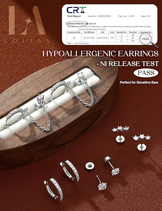 LOLIAS Hypoallergenic Flat Back Earrings Set for Women-Surgical Stainless Steel Earrings for Sensitive Ears-14K Gold Plated Chain Cartilage Earring Stacks Flatback Stud Hoop Earring Sets for Multiple Piercing Jewelry