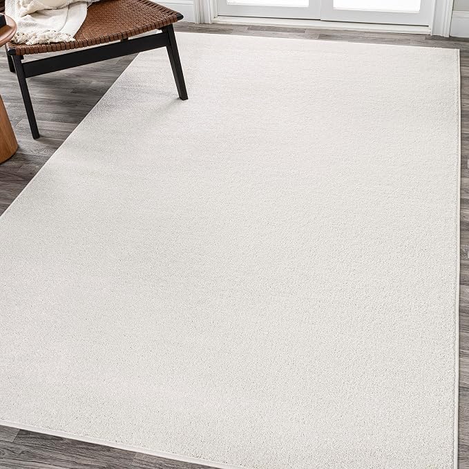 JONATHAN Y Haze Solid Low-Pile Cream Indoor Area Rug 3x5, Coastal,Bohemian,Minimalist,Classic, Easy-Cleaning for Living Room,Bedroom,Kitchen,Pet Friendly,Non-Shedding (SEU100T-3)