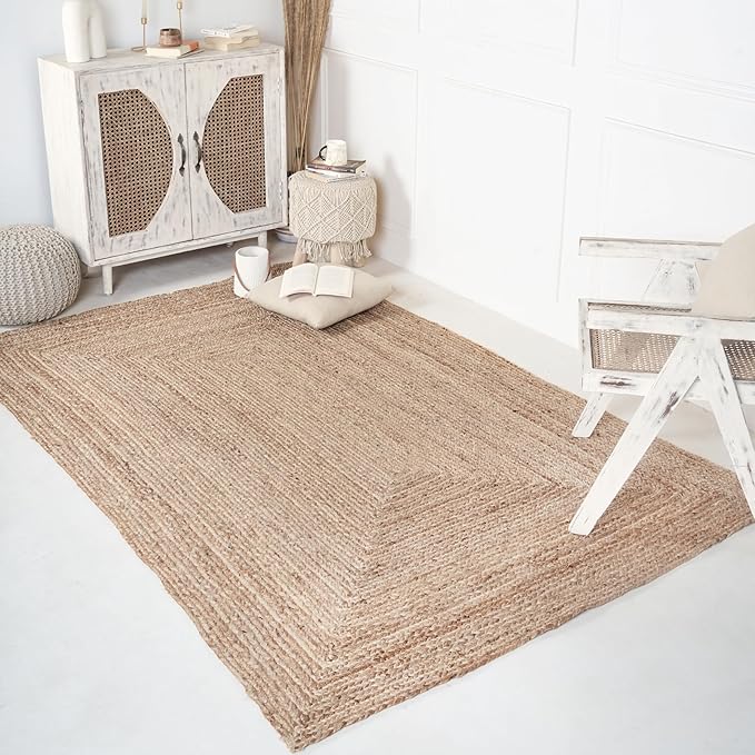 RAJRANG Large Jute Rug 6'x 9' - Handwoven Reversible Rigo Farmhouse Rectangle Area Rugs