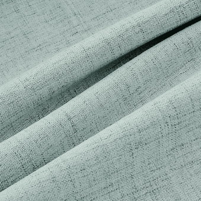MIULEE 100% Blackout Linen Curtains 42 x 84 Inch Seafoam Green 2 Panels | Thermal Insulated, Room Darkening Drapes for Bedroom Living Room, Back Tab Rod Pocket Pinch Pleated, Solid Luxury Decor
