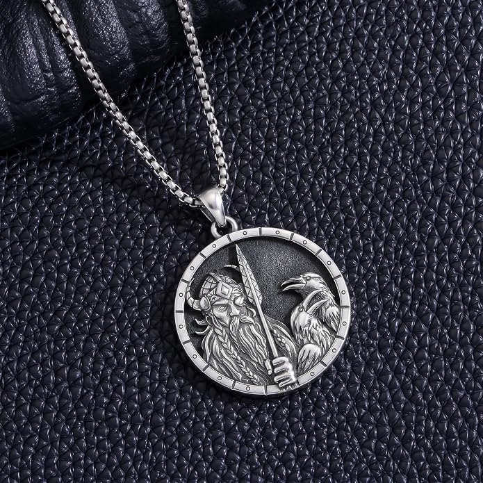 Viking Necklace for Men 925 Sterling Silver Norse Viking Pendant Norse Jewelry for Dad Husband, w/Stainless Steel Chain 22"+2"