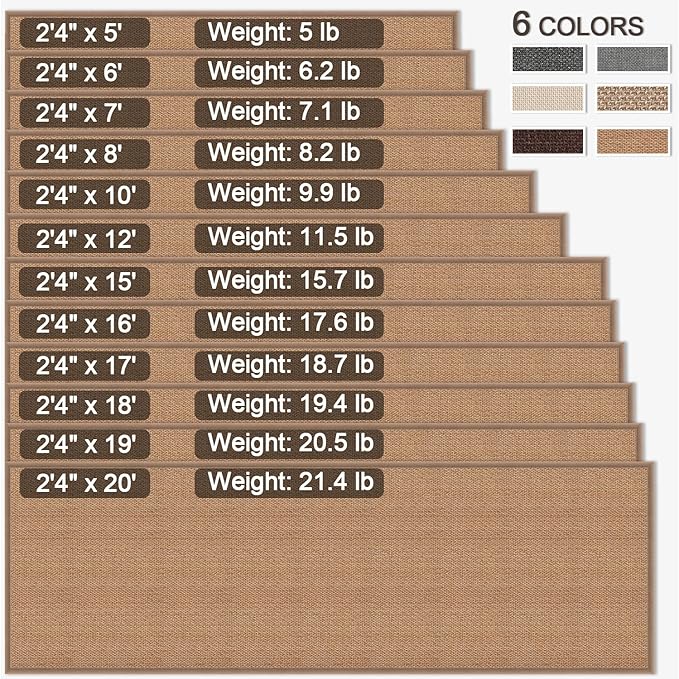 16ft Hallway Runner Rug Mat Non Slip, Rubber Backed Absorbent Floor Rug Carpets, Runner for Entryway Porch Backyard Dining Room, Camel