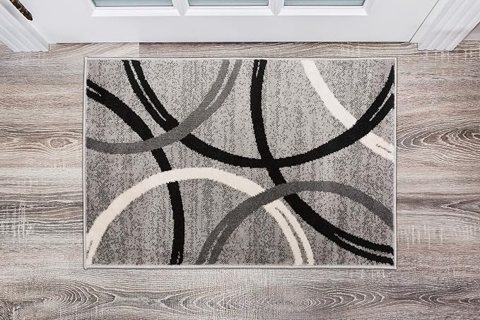 Rugshop Wavy Circles Jute Backing Accent Living Room Area Rug Gray 2' x 3'