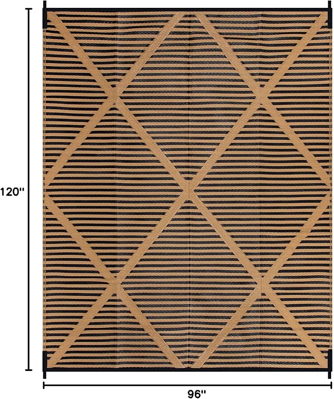 Lahome Outdoor Rug 8x10 Patio Waterproof, Plastic Straw Reversible Rv Outdoor Rugs for Camping, Large Indoor Outdoor Carpet for Porch Deck Backyard Camper Picnic, Brown 8'x10'