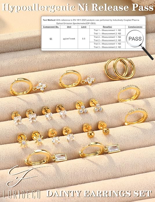 Florideco Hypoallergenic Flat Back Earrings Gold Cartilage Earring Sets for Multiple Piercing Surgical Stainless Steel Earrings for Women Trendy Earring Stacks Small Hoops Flat Back Stud Earrings