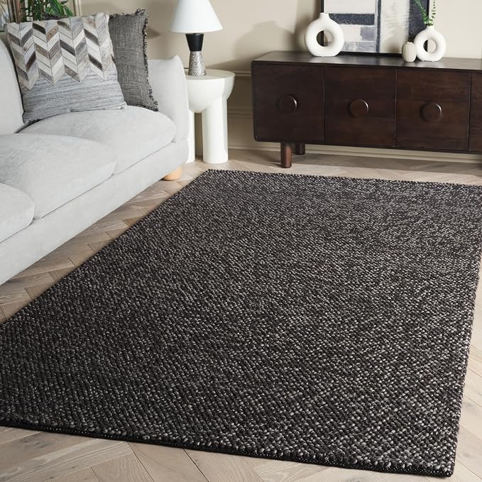 SAFAVIEH Natura Area Rug 6x8, Wool Knotted Black & Grey NAT425Z