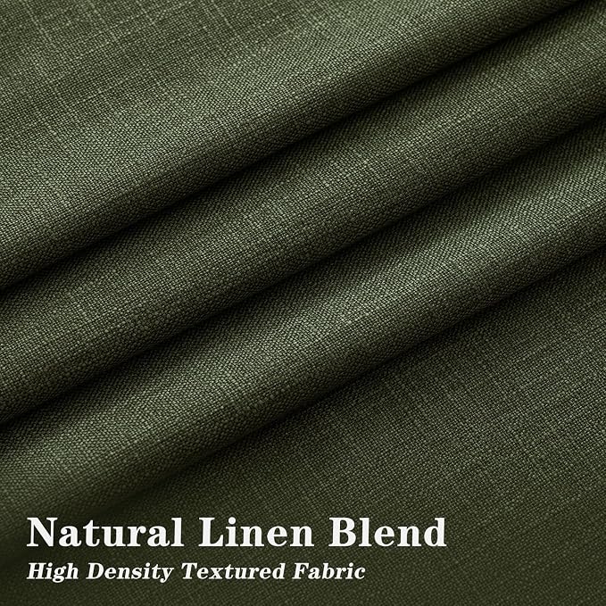 IVAPUPU Linen Pinch Pleated Full Blackout Curtains for Bedroom - 2 Pages Black Out Green Curtains 63 Inch Long 2 Panel for Living Room Darkening Thermal Window Curtain Drapes with 16pc Hooks
